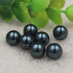 Black Color Nice Quality South Sea Oyster Shell Pearls Half Drilled Loose Pearls, 50pcs/lot