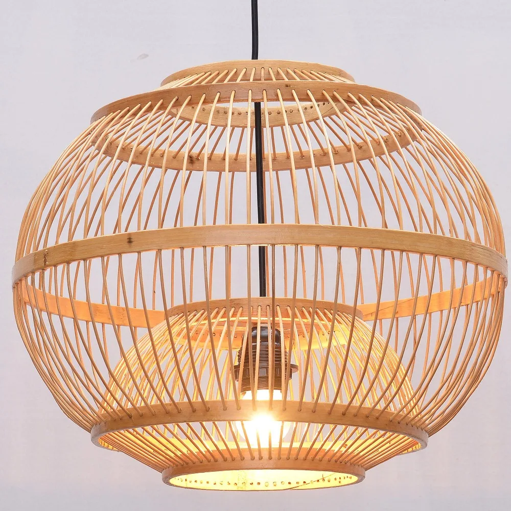 Dining Room Pendant Lamp South Asian Bamboo Lantern Japanese Restaurant Pendant Lights Country Rustic Hanging Lamps