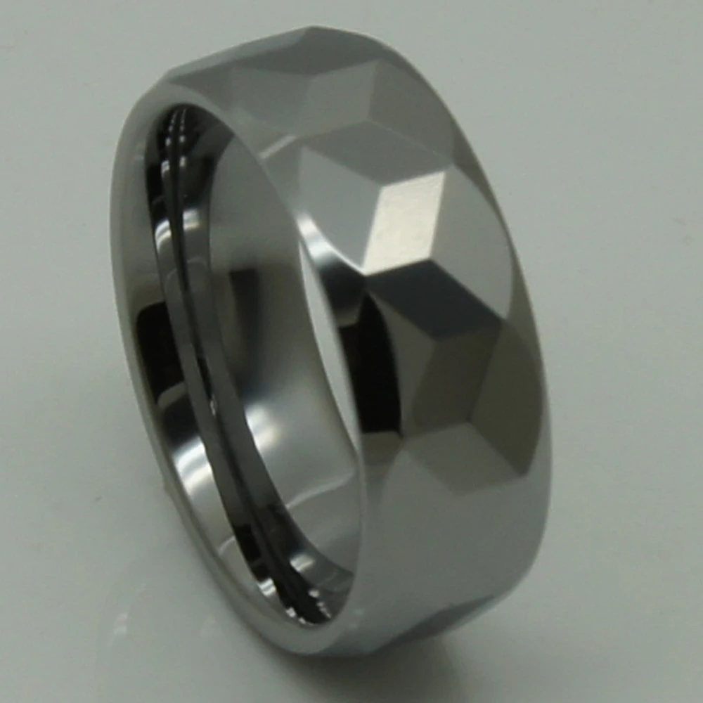 men jewelry 8mm cubic geometrical facet  hi-tech scratch proof wedding tungsten ring