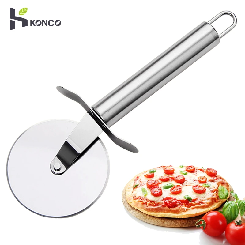 

KONCO Stainless Steel Pizza Wheels & Cutter Round Pizza divider & Knife Pastry Pasta Dough Kitchen Tools Baking Cutting Tools