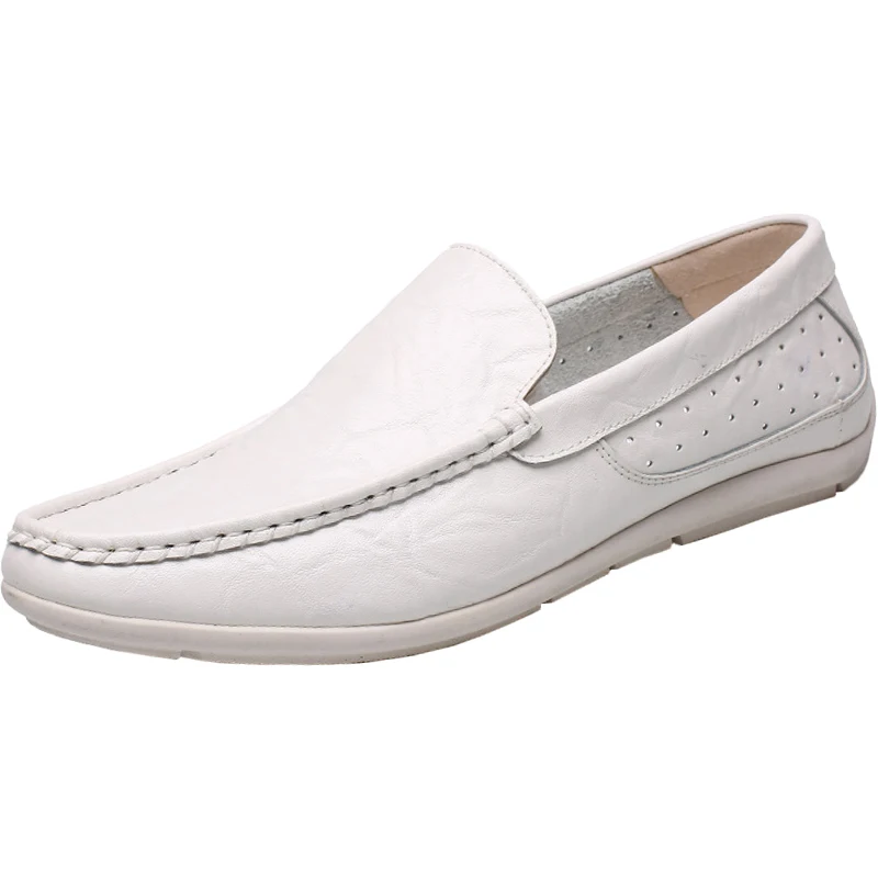

Summer And Autumn A Pedal Breathable Soft Bottom White Peas Shoes Men's Leather Men's Shoes Lazy Korean Casual Leather Shoes