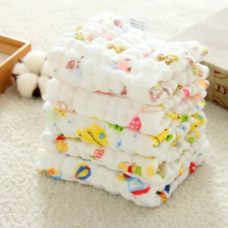 

10PC/LOT 100% Cotton Muslin Cartoon Color The Soft Washed Organza Handkerchief Towel Newborn Children Face Towel SquareTowel