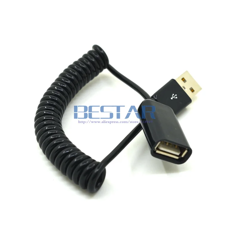3 M/10FT khuỷu tay Mùa Xuân Coiled USB 2.0 Nam để Dữ Liệu Nữ Sync Charger Cáp Mở Rộng