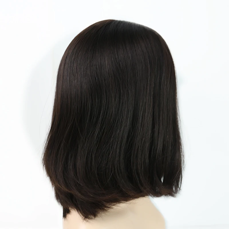 4x4 Silk Base 150% gęstość peruka żydowska 100% nieprzetworzona europejska Remy Bob koszerna peruka z ludzkich włosów Natural #4 Straight Style