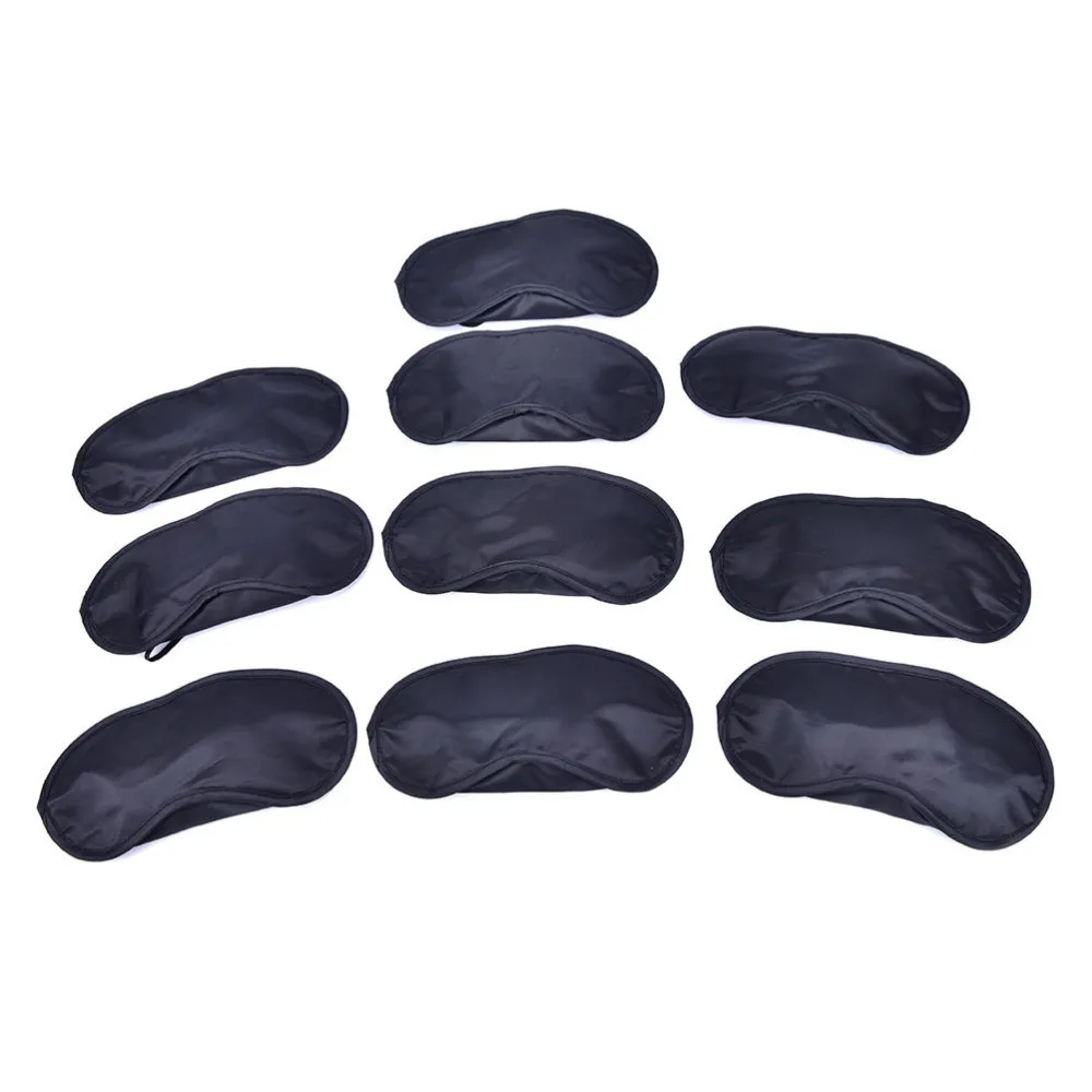 10pcs/lot Soft Eye Mask Shade Cover Travel Rest Eye Sleeping Mask Satin Blindfold Soft Eye Shade Nap Cover Blindfold Sleeping