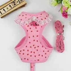 Soft Mesh Dog Harness Stripe Pet Puppy Dog Cat Harness Leash Set Cute Lace Pet Vest for Small Medium Dogs Chihuahua Yorkie Teddy