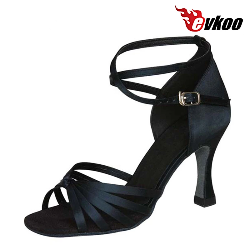 Evkoodance Woman Satin Latin Tango Salsa Dance Shoes 7cm Heel Customize Color Latin Ballroom Dance Shoes Free Shipping Evkoo-029