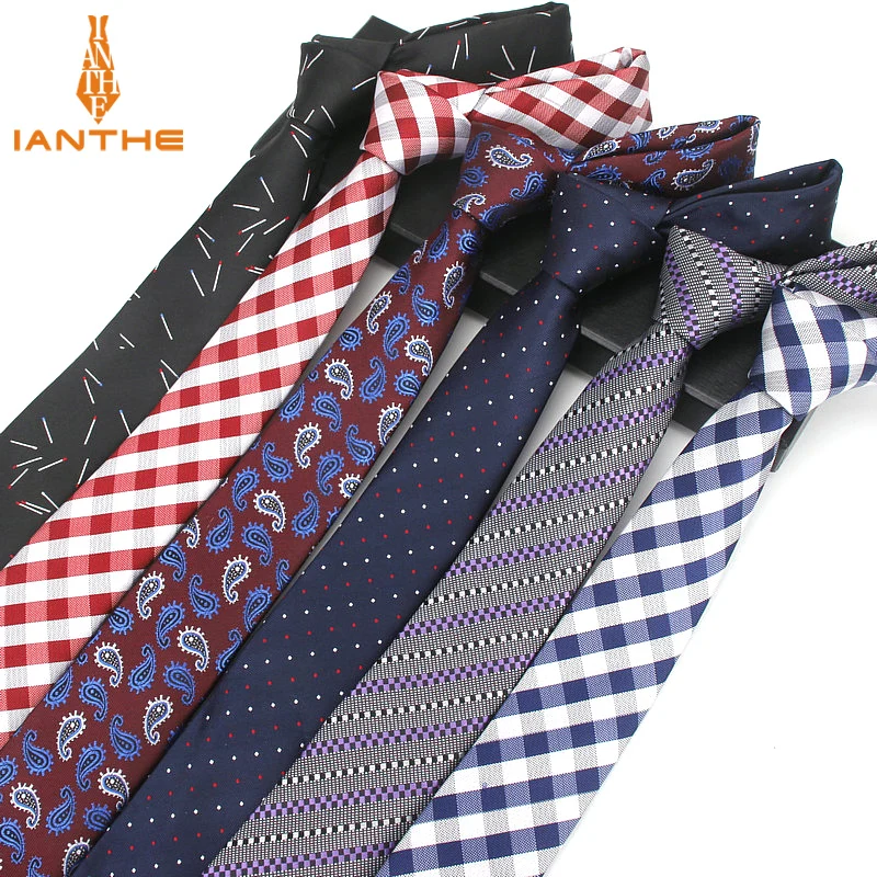 

2018 Brand New 6cm Jacquard Men's Striped Tie For Men Fashion Neckties Man's Neck Ties For Wedding Business Plaid Dot Necktie