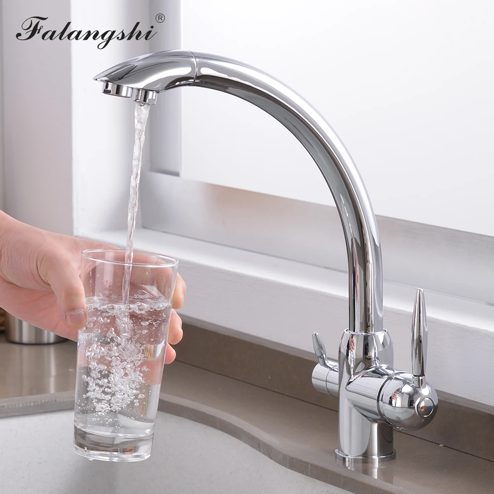 Kitchen Filtered Faucet 100% Brass Multi Color Drinking Water Filter Dual Handle Kitchen Swivel Purifier Faucet Torneira WB1201