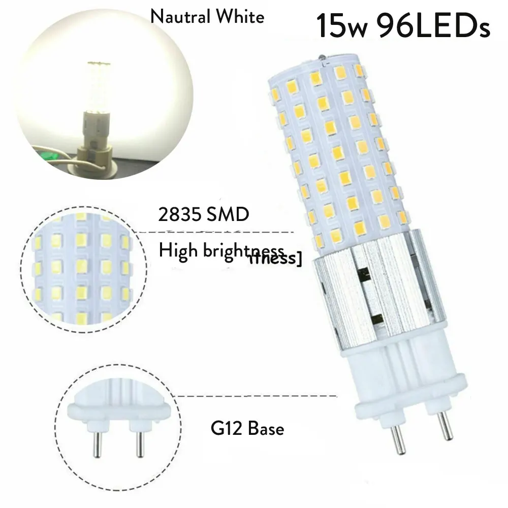 Imagem -02 - Super G12 Led Corn Lights Lâmpada de Substituição Incandescente para Armazém de Rua 15w 96leds 150w