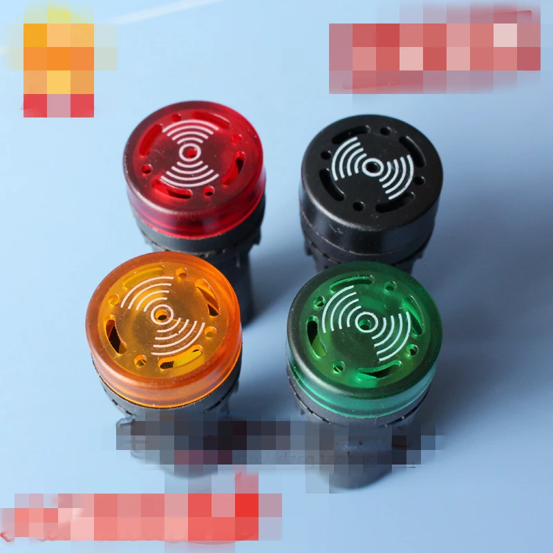 2pcs AC/DC 12 V/24 V AD16-16SM 20mA 빨간색 노란색 녹색 검은 머리 장비 신호 빛 플래시 표시기 버저 16mm 스레드