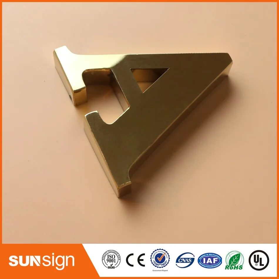 Customize Gold color stainless steel letters logo sign waterproof