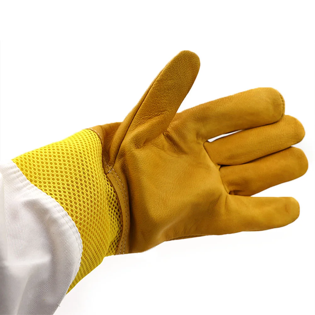 Un par de guantes protectores para apicultura, red de piel de cabra para mantener las abejas, mangas largas ventiladas, equipo y herramientas de