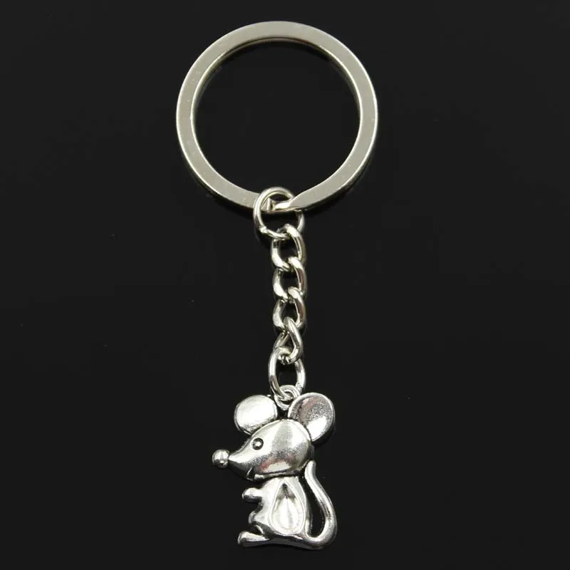 Fashion Mouse 24x18mm Pendant 30mm Key Ring Metal Chain Bronze Silver Color Men Car Gift Souvenirs Keychain Dropshipping