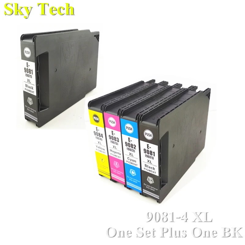 5PK Pigment Compatible Cartridge For T9081 - T9084  T9071-T9074 , For Epson  WF-6090DW WF-6590DWF printer