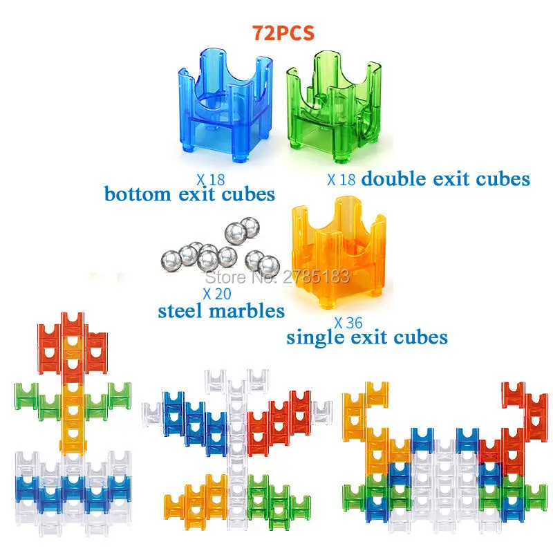 Maze Balls DIY Construction Marble Run Cubes Building Blocks Assemble Slide Blocks Track Hand-eye coordination Educational toys