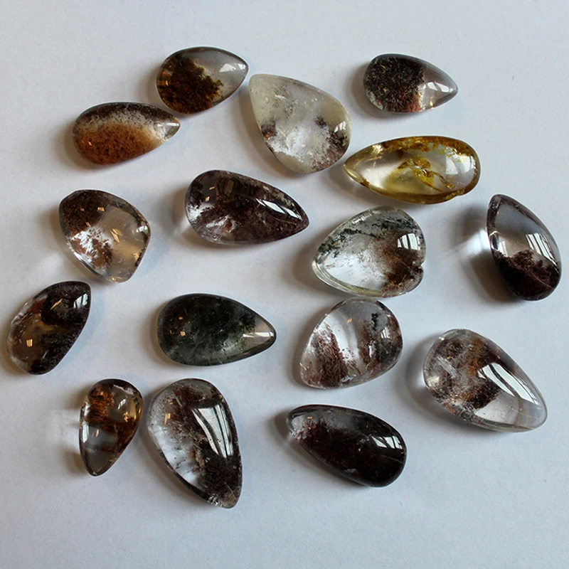 1 Piece 20*15MM Crystal Quartz Gemstone Specimen Healing Stone Ghost Phantom Stone Natural Green Ghost Phantom Stone