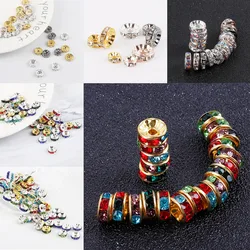 4 6 8 10mm 50pcs/bag  Gold Silver Color Rhinestone Crystal Bead Iron copper Spacer Beads for DIY Jewelry Making Accessories