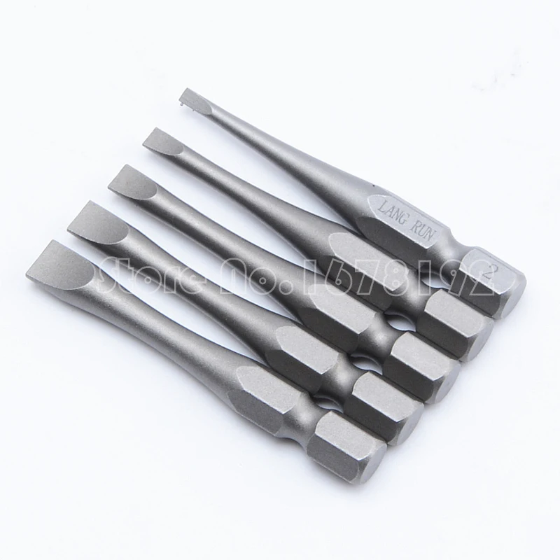 5Pcs 50mm long Stronger Magnetic Slotted Screwdriver Bits Tools 1/4 Inch S2 Alloy Steel 2mm 3mm 4mm 5mm 6mm