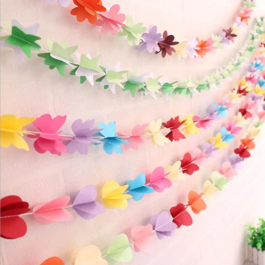 3D Butterfly Heart paper garland hanging star tissue paper garland string baby shower kids birthday party wedding decoration