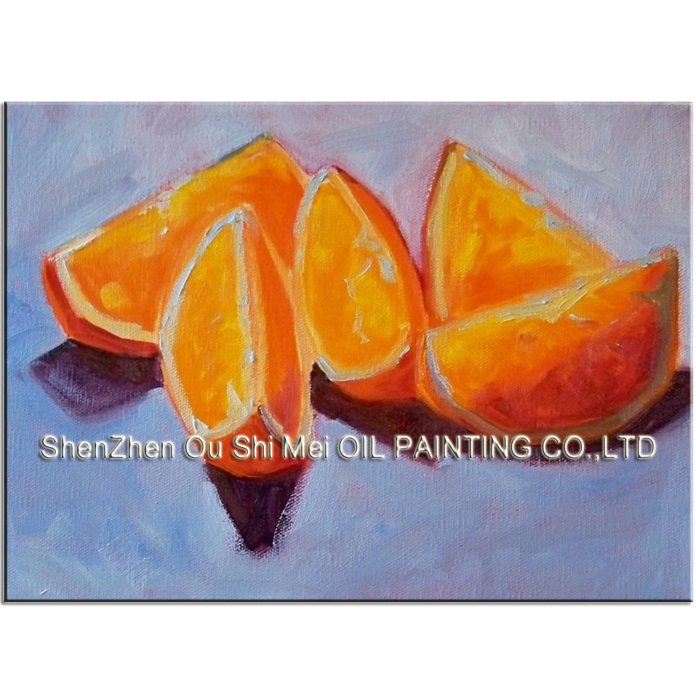 Hand Painted Contemporary Fruit Still Life Oil Painting Food Painting on Canvas for Restaurant Oranges Painting Art