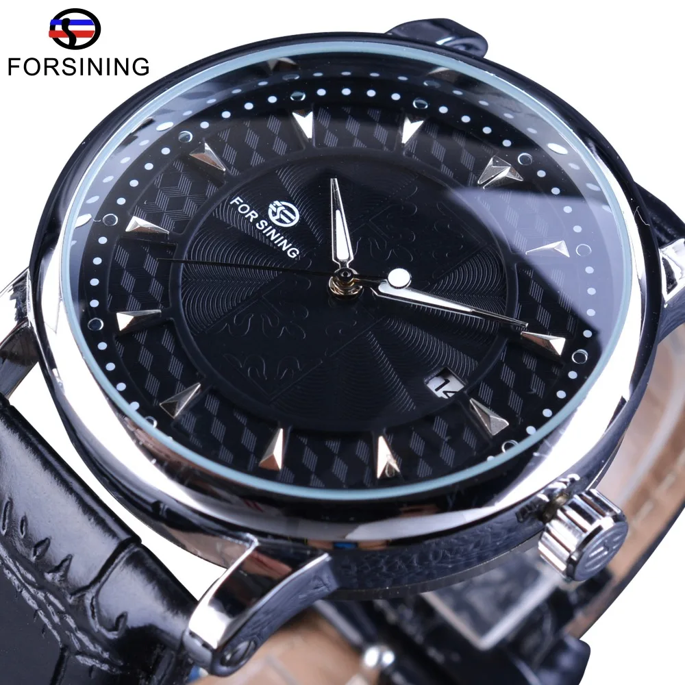 Forsining Fashion Business Series Calendar Display Concealed Design Clock Men Automatic Wrist Watch Top Brand Luxury Male Clock