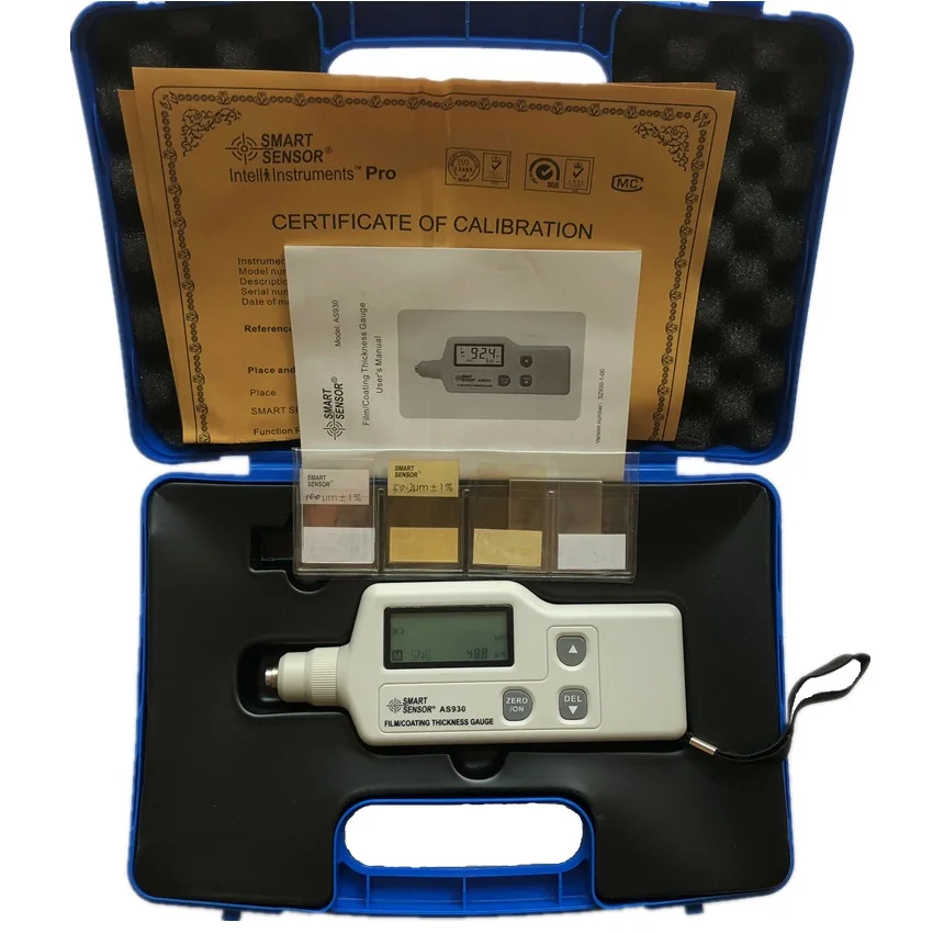 Smart sensor AS930 Film/Coating Thickness Gauge Tester Meter Digital Handheld Measuring Range 0-1800um Iron-based magnetic