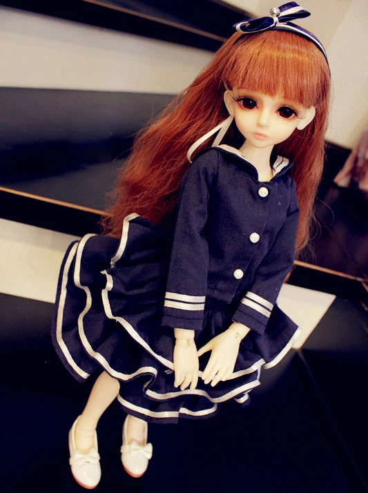 

D01-P368 children handmade toy 1/6 1/3 1/4 Doll Accessories BJD/Sd clothes dark blue Navy tutu dress suit