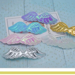 48pcs/lot 10.5*3cm Pu Angel wing Patches Appliques for Craft Clothes Sewing Supplies DIY Hair Clip Accessories