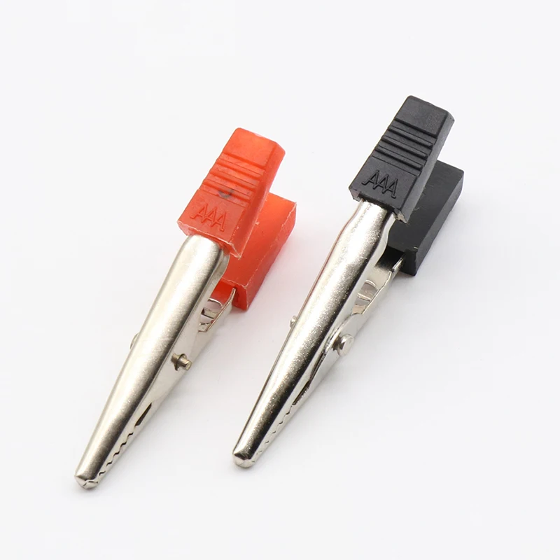 10Pcs 5cm Red + Black NEW Electrical Tool Alligator Clips Battery Clip Crocodile Car Caravan Van Battery Test Lead Clips 50mm