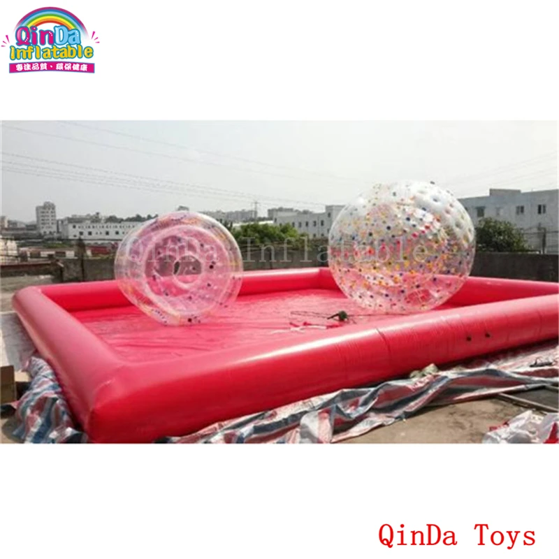 Free Air Pump Red Color Giant Inflatable Pool, Inflatable Water Pool For Kids And Adults