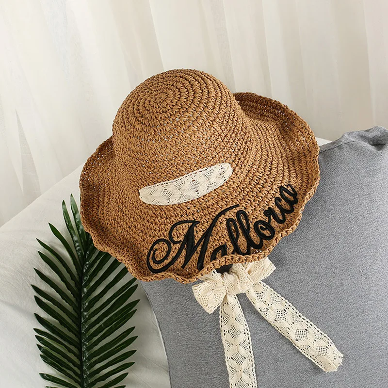 

Sun Shade Hat Parents and Children Beach Sunscreen Fashion Hats Korean Verson Holiday Tourist Sun Shade Girl's Straw Caps H112