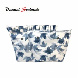 Floral Border Canvas Lining Insert inner Zipper Pocket fit for O bag Obag for silicon bag women handbag accessories