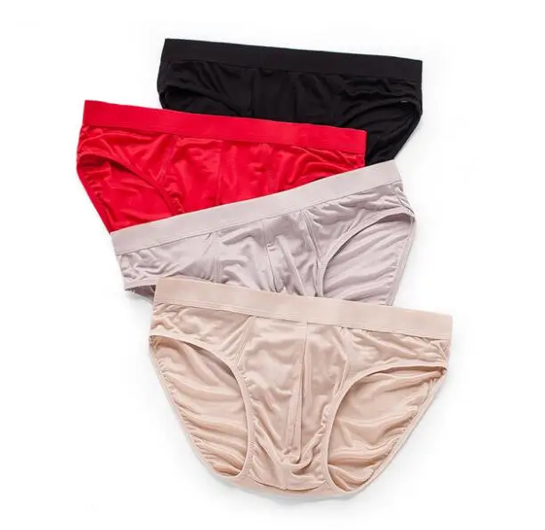 4 paczka cienki typ 100% jedwabna dzianina męska bielizna majtki Plus rozmiar L XL 2XL 3XL SG108