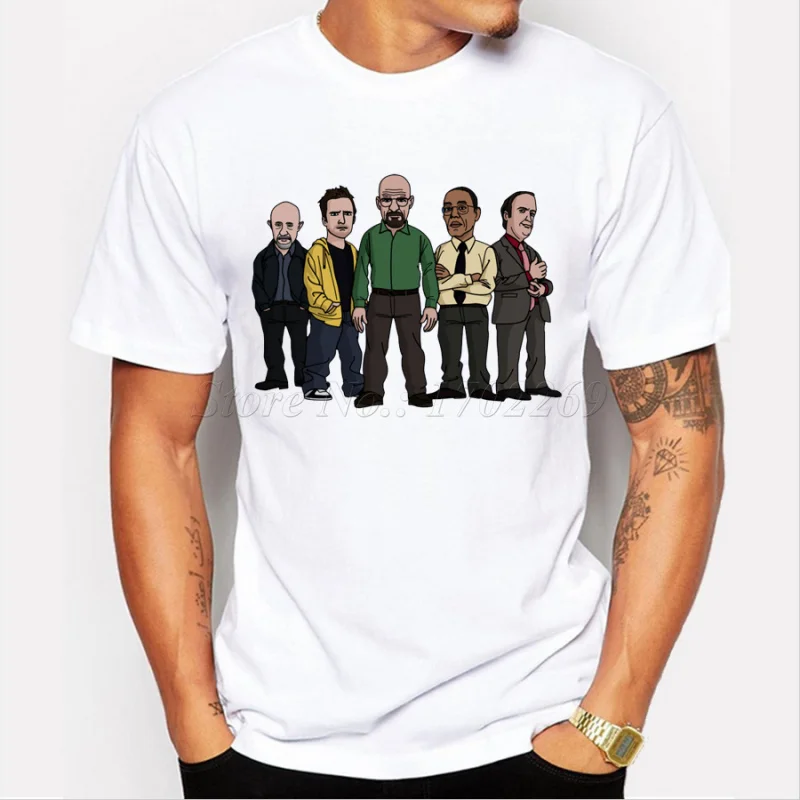 New Hand Painted Breaking Bad Actor Design T-shirt Mens Hipster Tops 2023