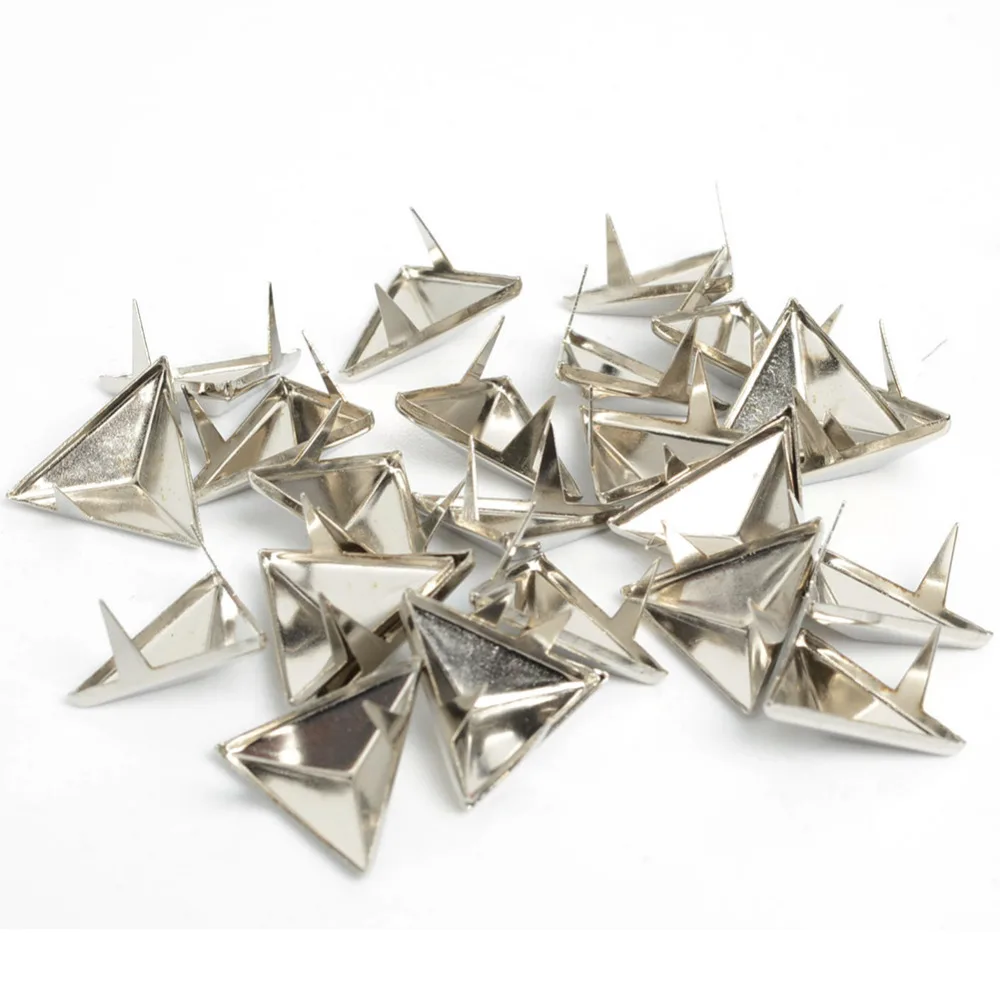 100pcs 14mm Apparel Sewing DIY Triangular Shape Metal Studs, Punk Jewelry,Shoes,Bags,Clothes Accessories Garment Rivet Eyelets