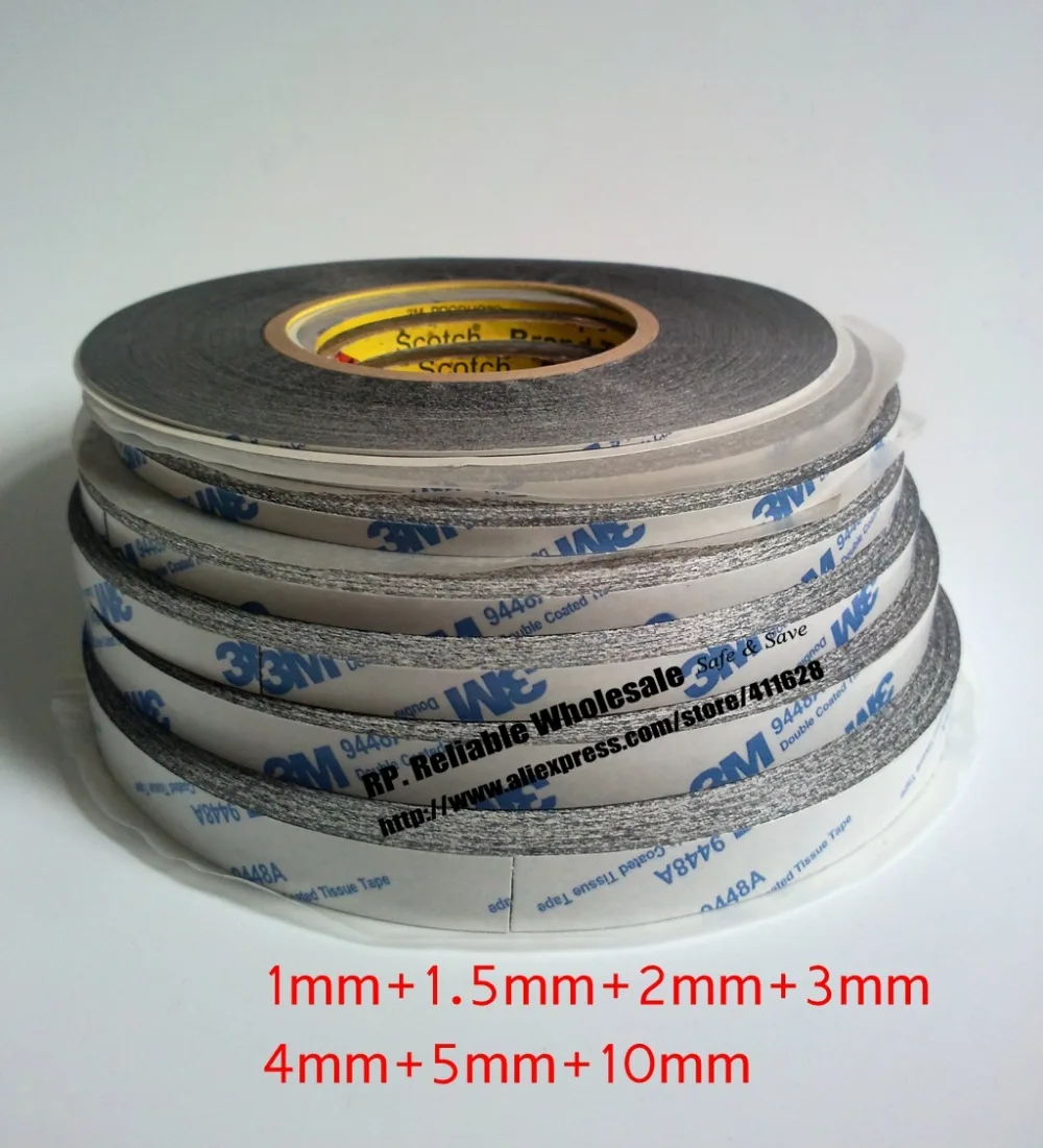 7 Wides Black Double Sided Adhesive Tape for Cellphone Pad Screen Bond, (Wide 1mm+1.5mm+2mm+3mm+4mm+5mm+10mm)