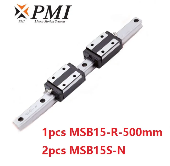 1pcs Taiwan PMI MSB15-R 500mm linear guide rail and 2pcs MSB15S-N Block Carriages for CO2 laser machine CNC router MSB15SSSFCN