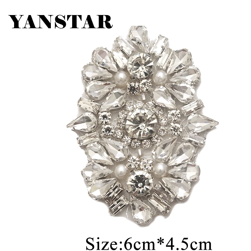 

YANSTAR 30PCS Rhienstone Applique Bridal Sash Beads On For Wedding Dress Belt Accessories DIY Bridal Sash YS984