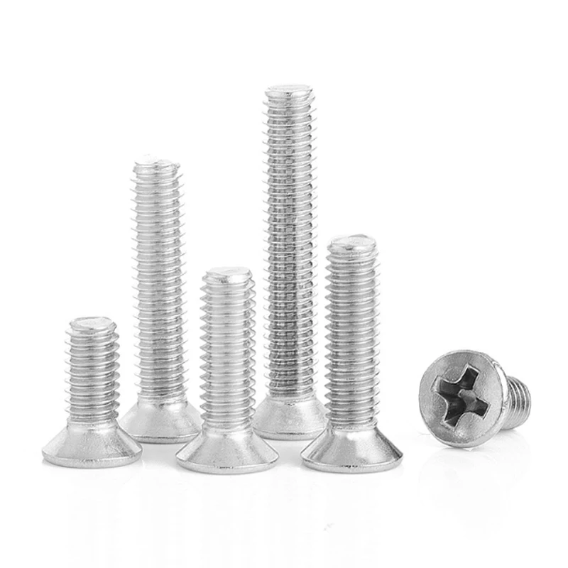 10pcs M3 M4 M5 M6 35/40/45/50/55/60 mm A2-70 304 stainless steel cross countersunk head screws