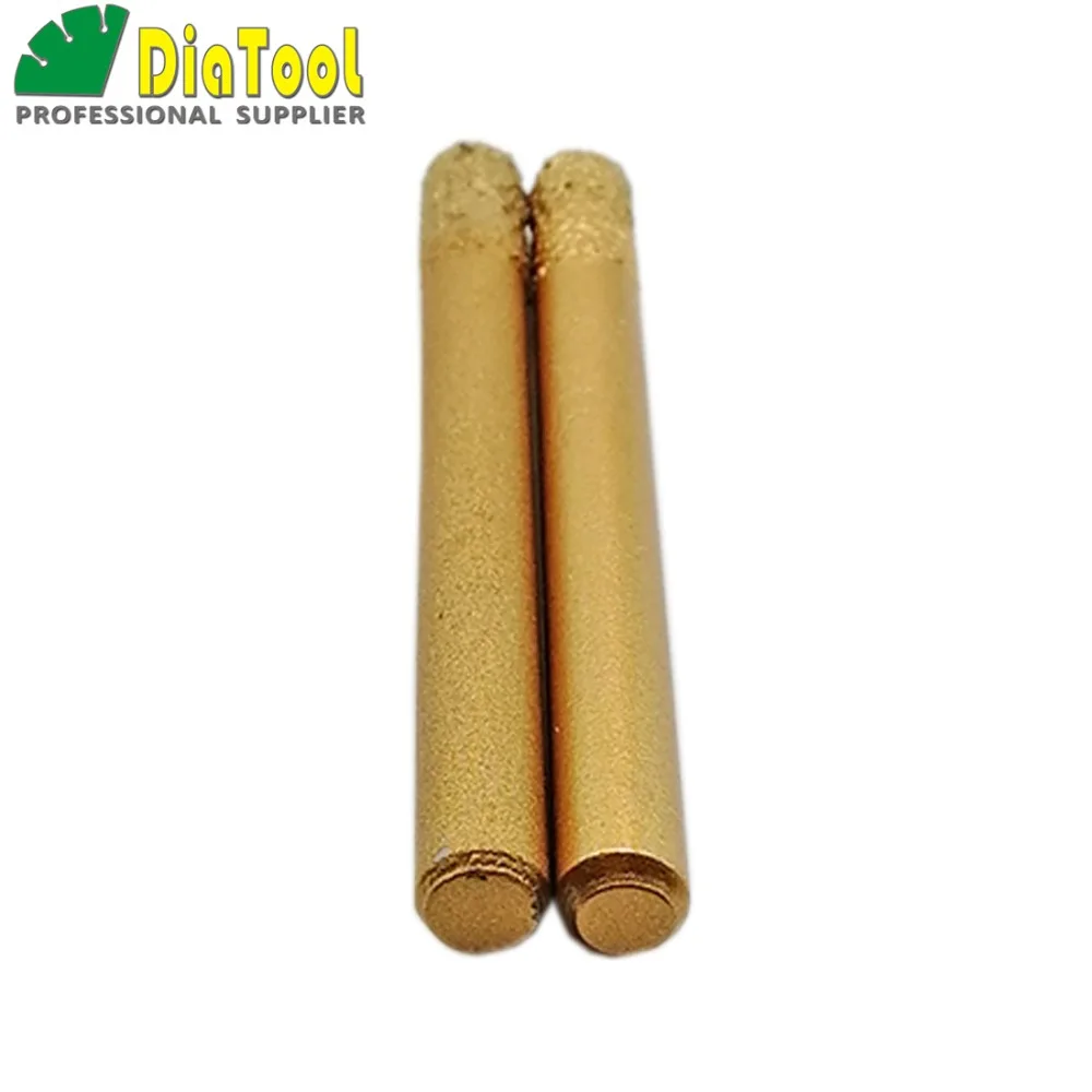 DIATOOL 2 قطعة CNC الحفر بت للحجر (6/12 مللي متر) شقة نهاية ، Striaght الماس نتوءات ، فراغ صنع من النحاس الماس نحت بت