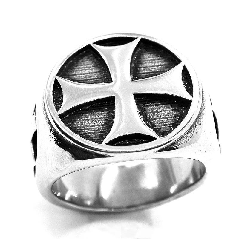 AMUMIU German Army Iron Cross Ring Lightning Motor Biker Mens Ring Stainless Steel Jewelry Punk Classic R037