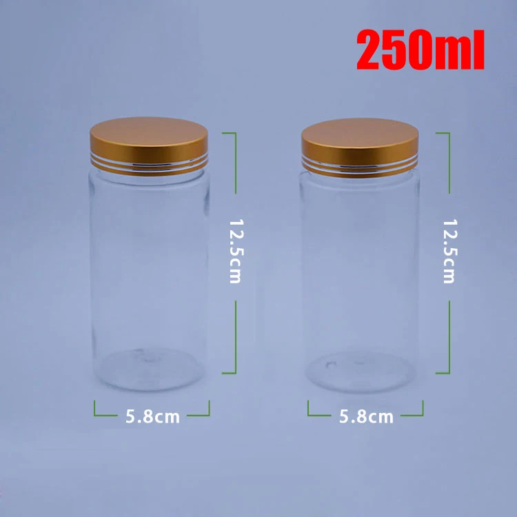 

20pcs 250ml Transparent PET Bottles, Empty Bottles, Liquid Bottle,Plastic Bottles with Golden Metal Cap