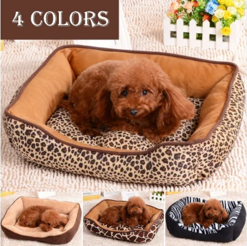 All Season Zebra Dog Bed Soft Cotton Leopard Giraffe Pet Mats Breathable Puppy Cat kenne Warm Large Dog House Sofa Bed Four Size