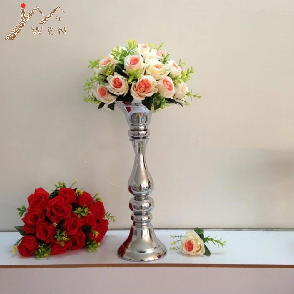 New arrival height 48cm silver flower vase road lead wedding table centerpieces decoration event party supplies