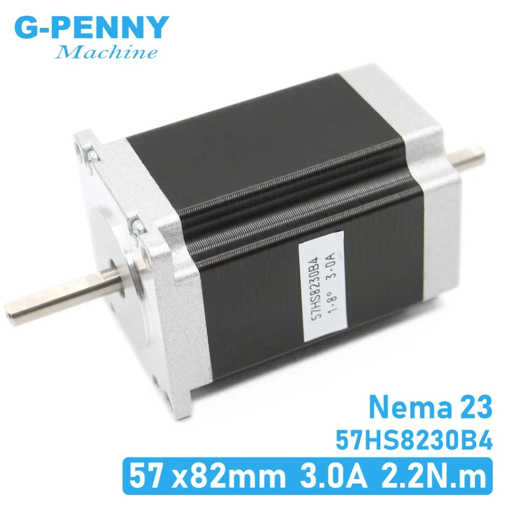 NEMA 23 silnik krokowy 57x82mm podwójny wał 3A 2.2N.m 315oz-w obu końcach wału Nema23 6.35mm do drukarki 3D maszyny CNC