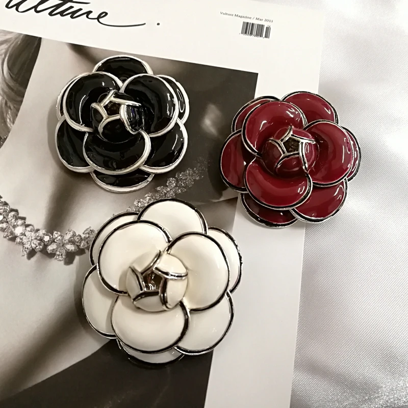 Retro Camellia Flower Pins Brooches For Women Fashion/Boutonniere/Bijuteria Feminina/Jewelery/Broche Fleur