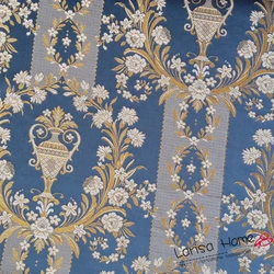 Blue French Flower Viscose Jacquard Woven Upholstery Sofa Armchair Cloth Furniture Interior Fabrics 140cm Width Sell by Meter