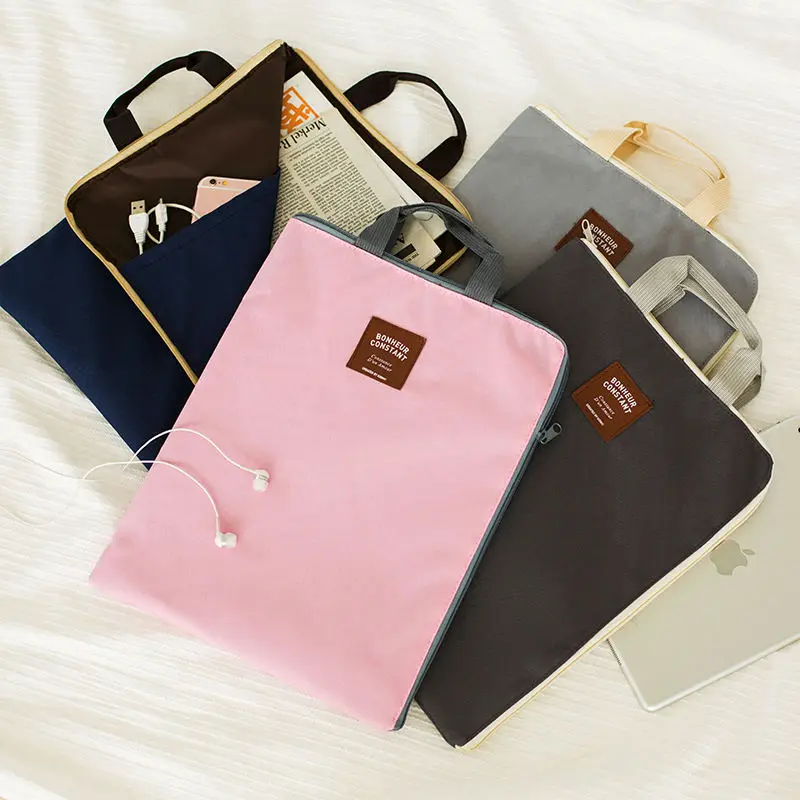 4pcs A4 folder zipper multi-functional multi-layer bag bag iPad computer bag mobile phone Oxford canvas briefcase