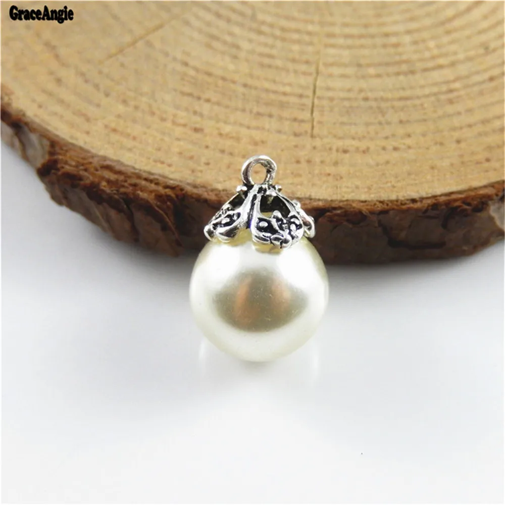 GraceAngie 18pcs Hot Selling Milky White Lmitated Pearl Jewelry Finding Suspension Earring Necklace Accessory Handmade 52704